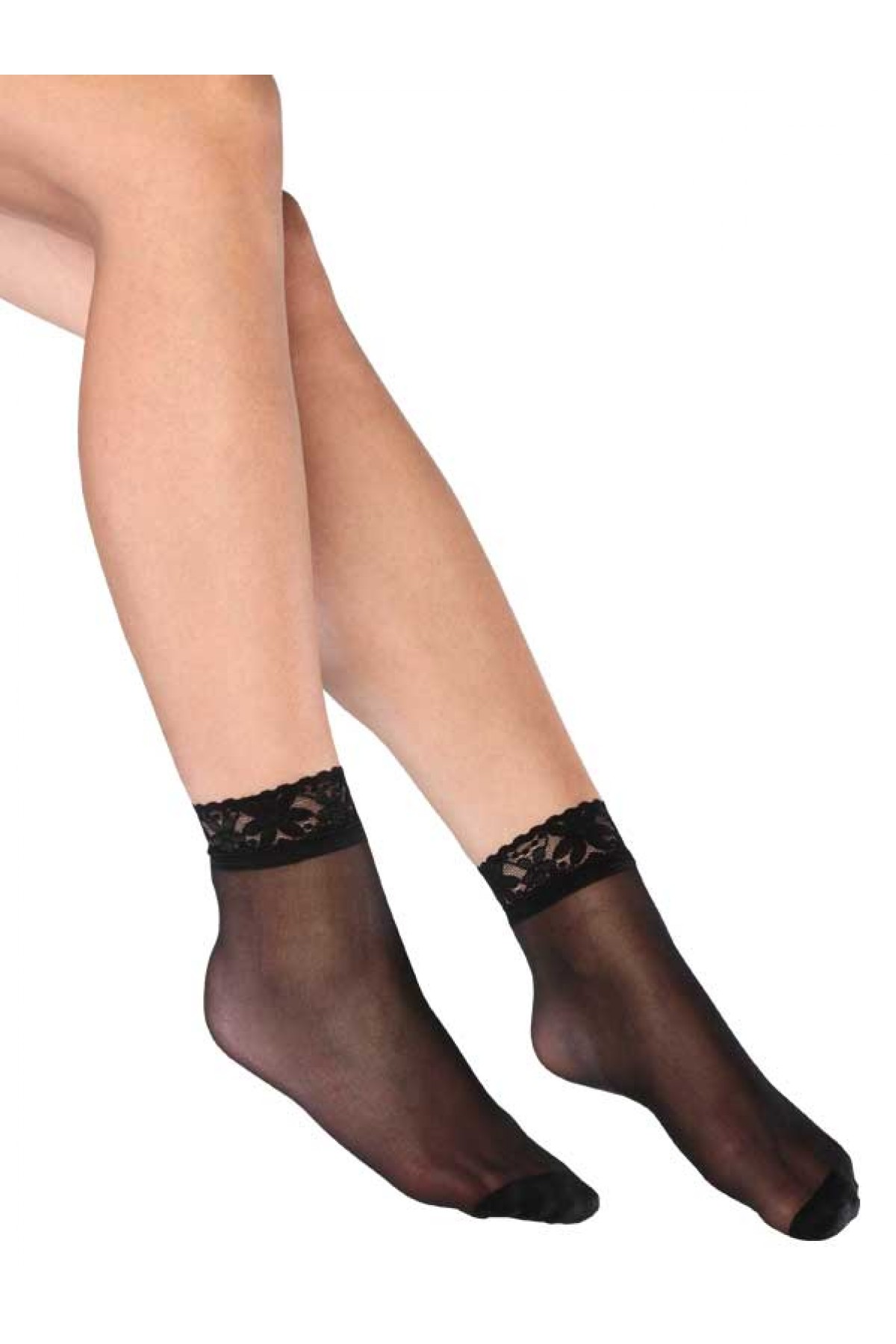 Mite Love Dantelli Fit 15 Soket Çorap Siyah