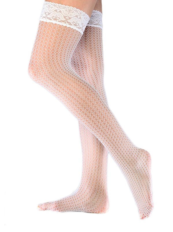 Mite Love Jartiyer Çorabı Dantel Fileli Ekru Renk