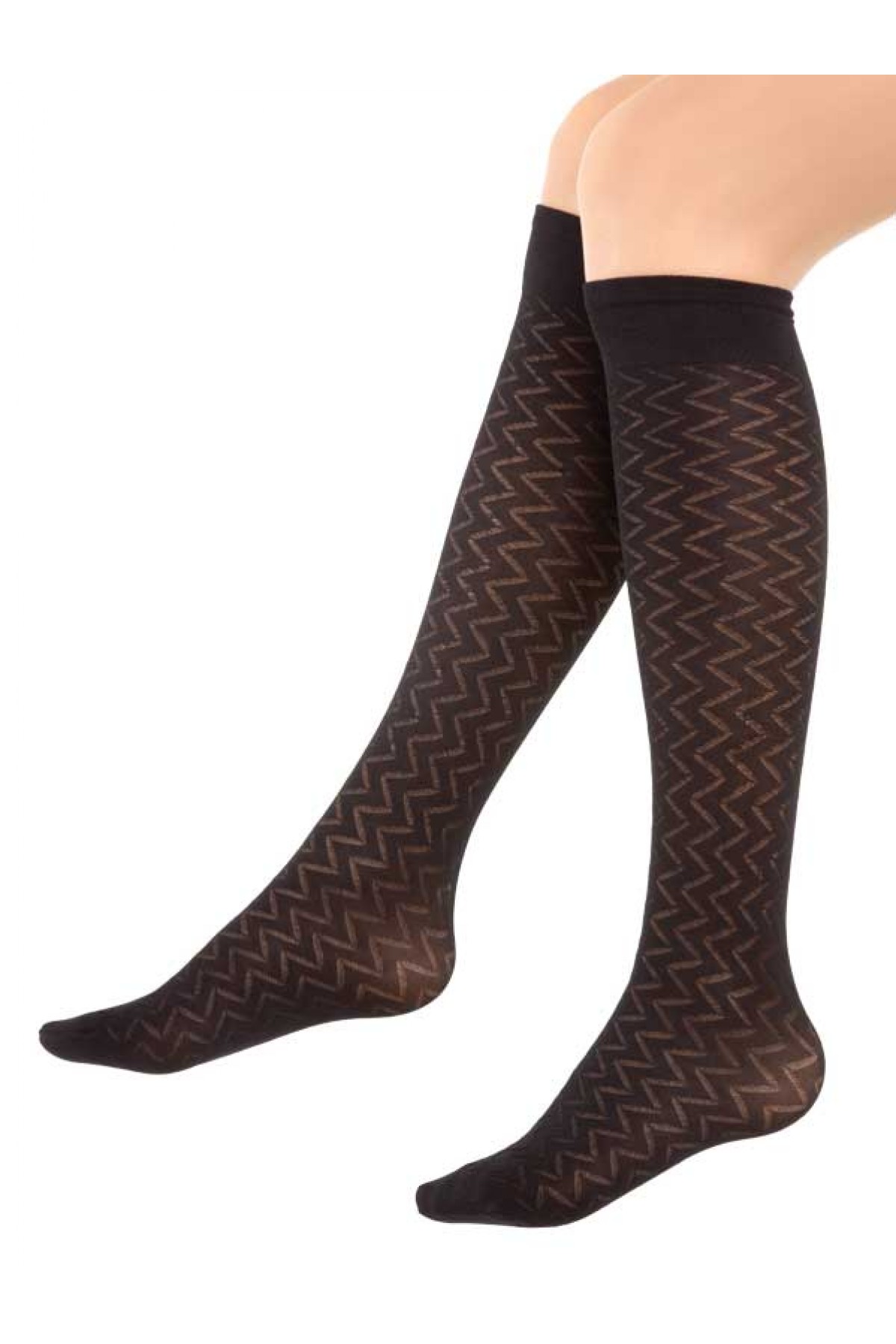 Mite Love Mikro Dizaltı Çorap Irmak Desen Siyah