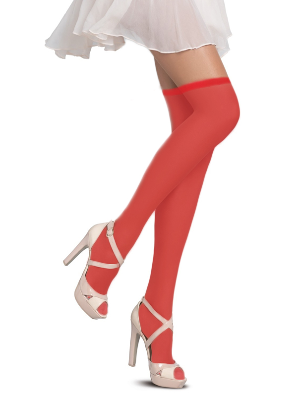 Mite Love Slikon Standart Düz Jartiyer Çorabı Kırmızı